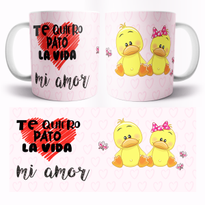 Taza para San Valentín con diseño original, te quiero pato la vida